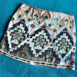 Multicolor Geometric Pattern Mini Sequin Skirt